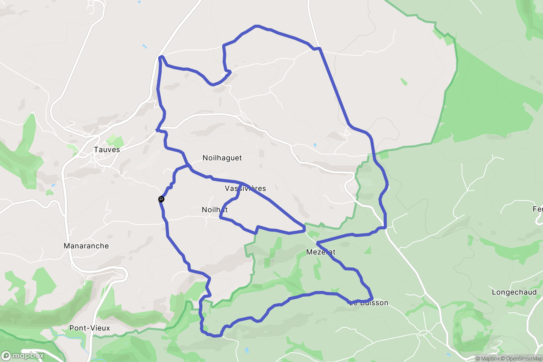 Tauves : carte du parcours de randonnée - France