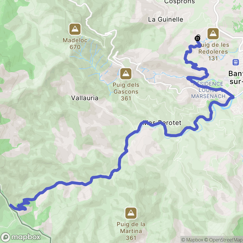 Banyuls-sur-Mer : carte du parcours de randonnée - France