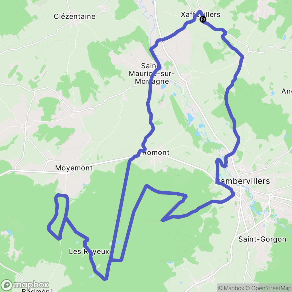 Xaffévillers : carte du parcours de randonnée - France