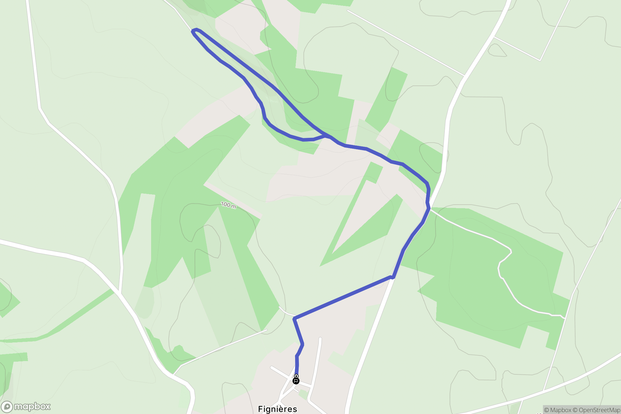 Fignières : carte du parcours de randonnée - France