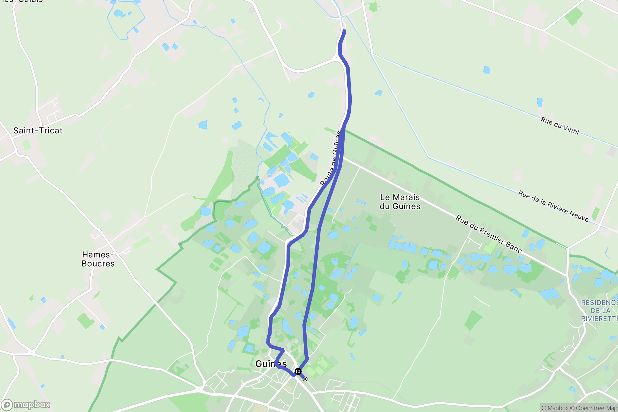 Guines : carte du parcours de randonnée - France