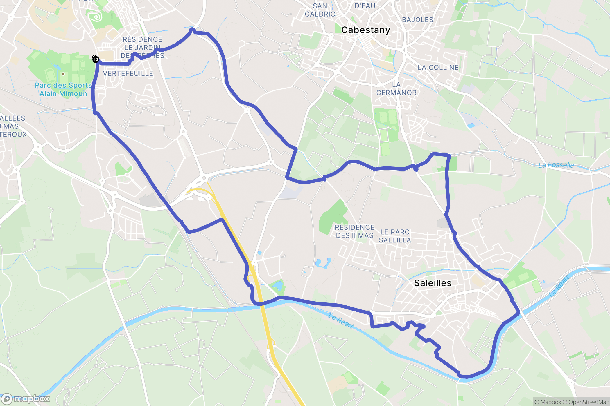 Perpignan : carte du parcours de randonnée - France