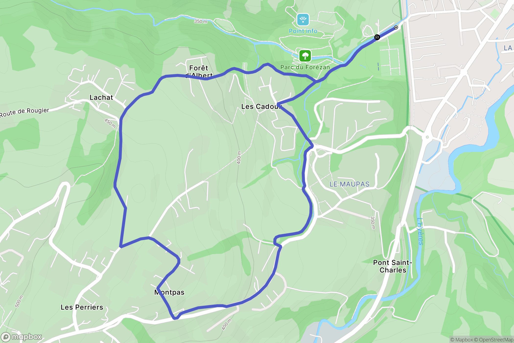Cognin : carte du parcours de randonnée - France