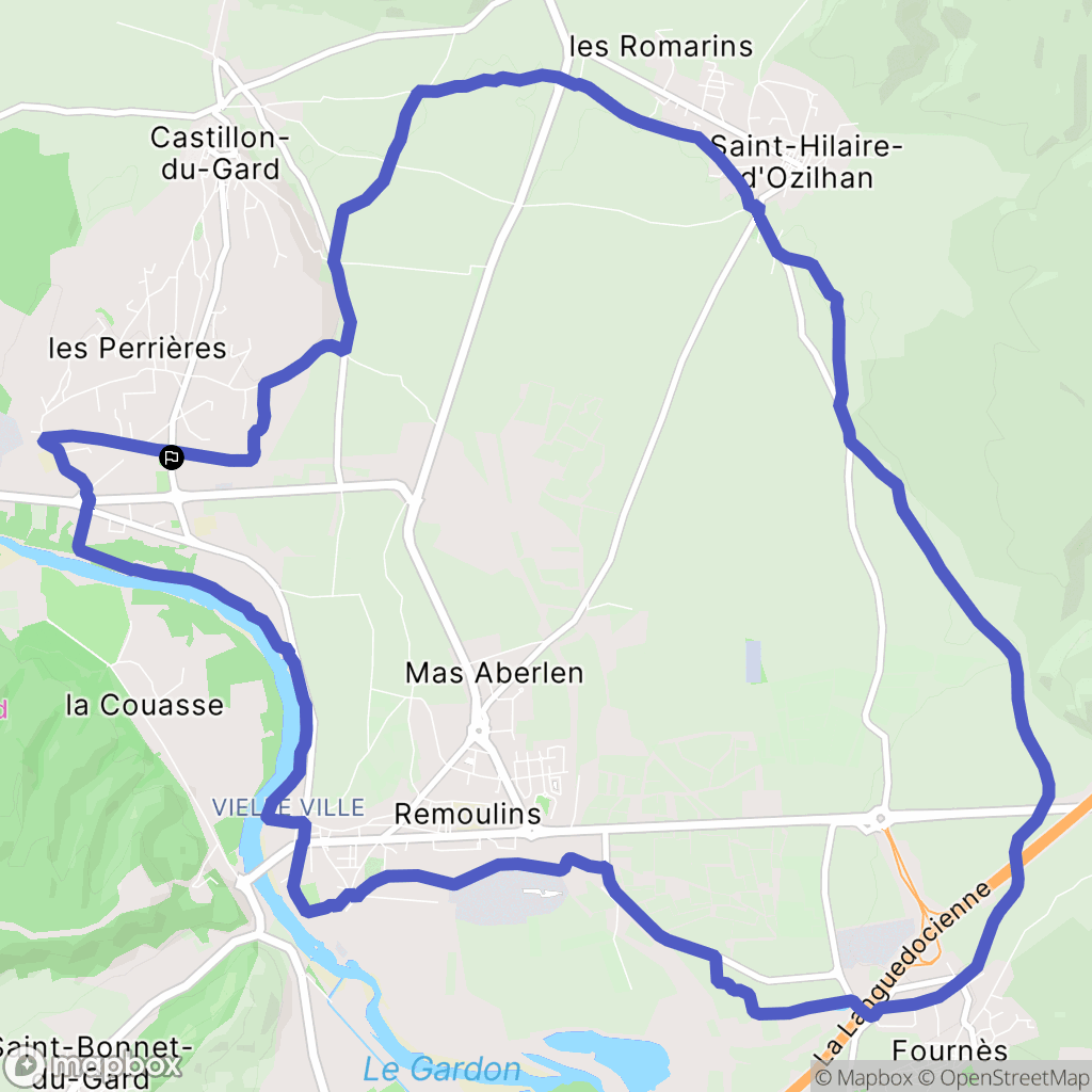 Castillon-du-Gard : carte du parcours de randonnée - France