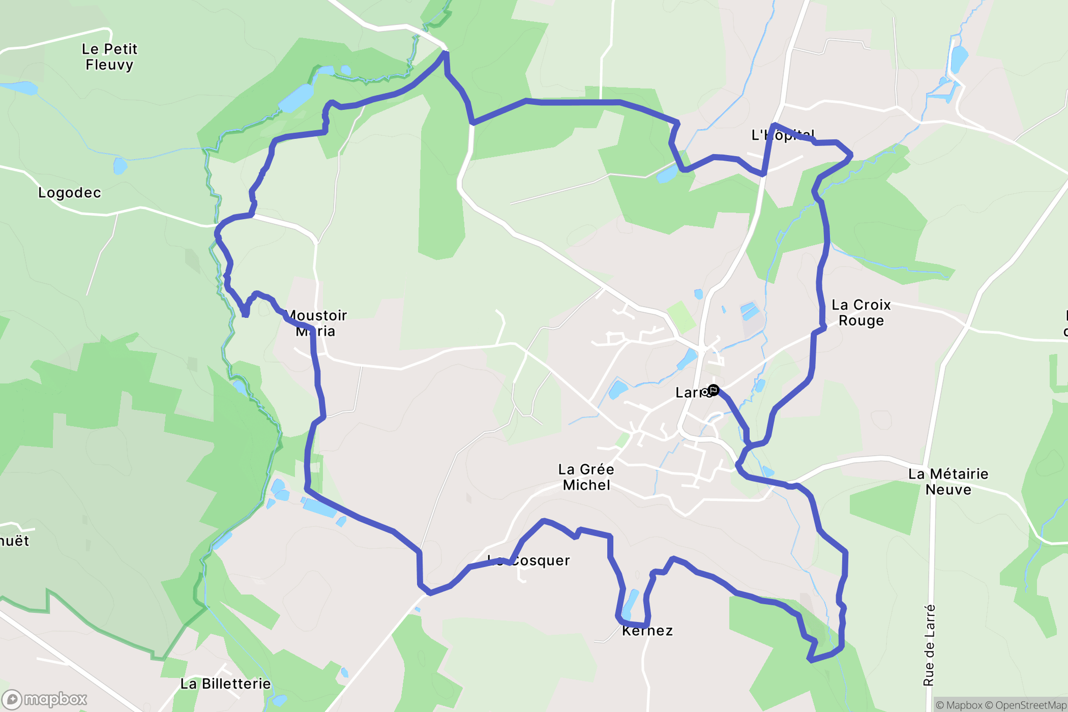 Larre : carte du parcours de randonnée - France