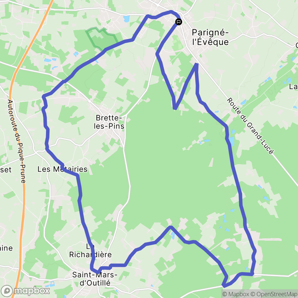 Parigné-l'Évêque : carte du parcours de randonnée - France