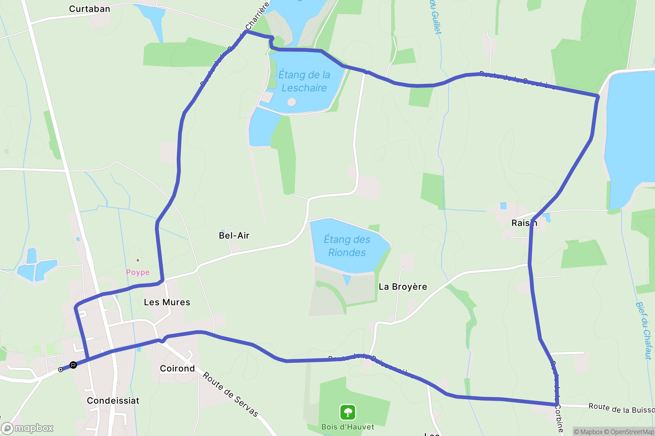 Condeissiat : carte du parcours de randonnée - France