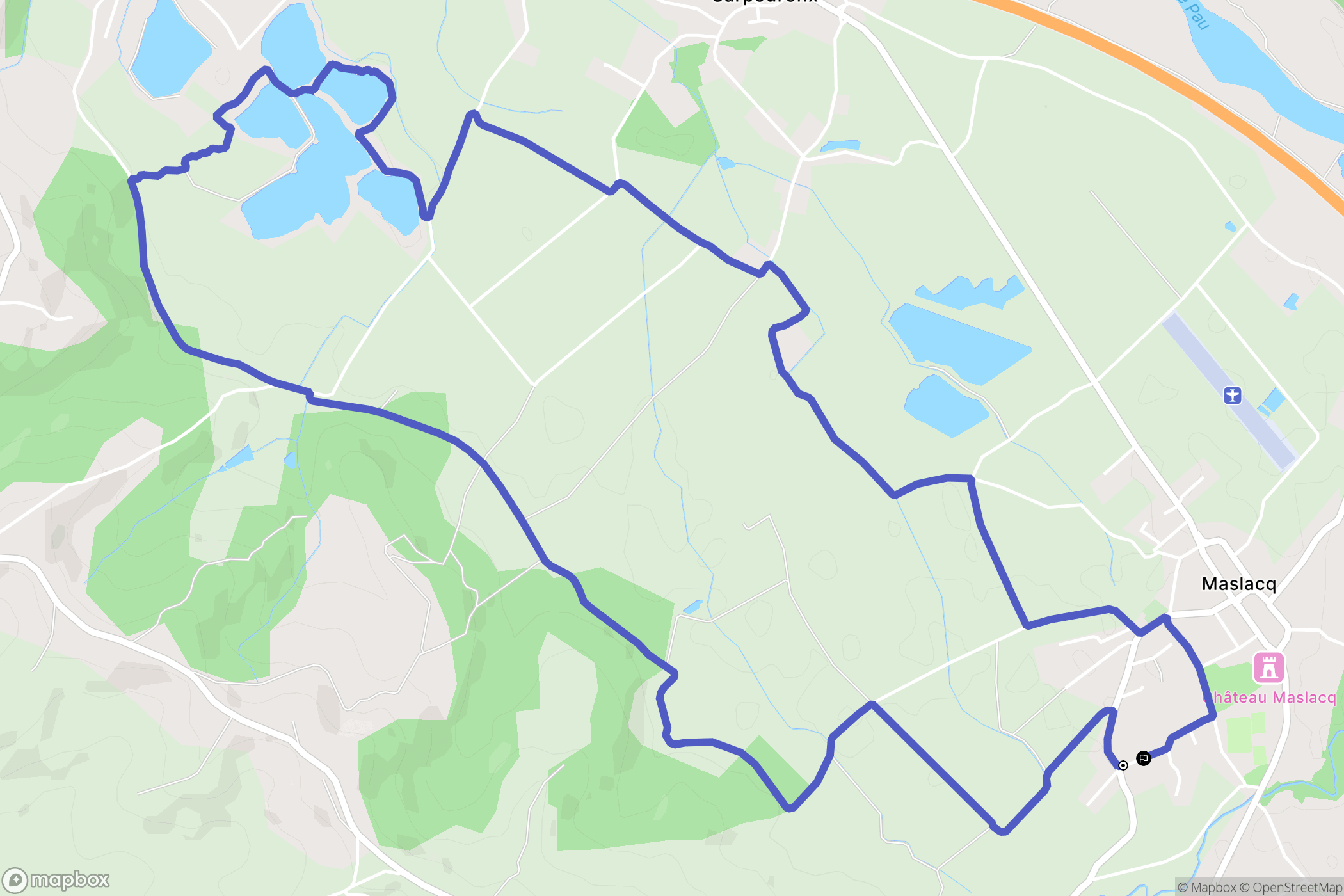 Maslacq : carte du parcours de randonnée - France