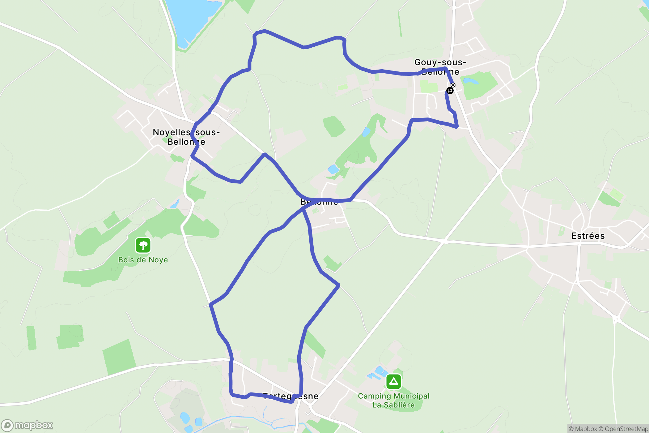 Gouy-Sous-Bellonne : carte du parcours de randonnée - France