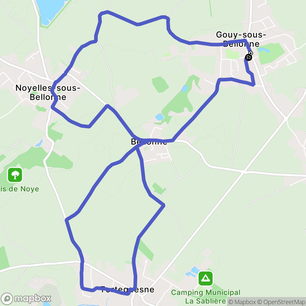 Gouy-Sous-Bellonne : carte du parcours de randonnée - France
