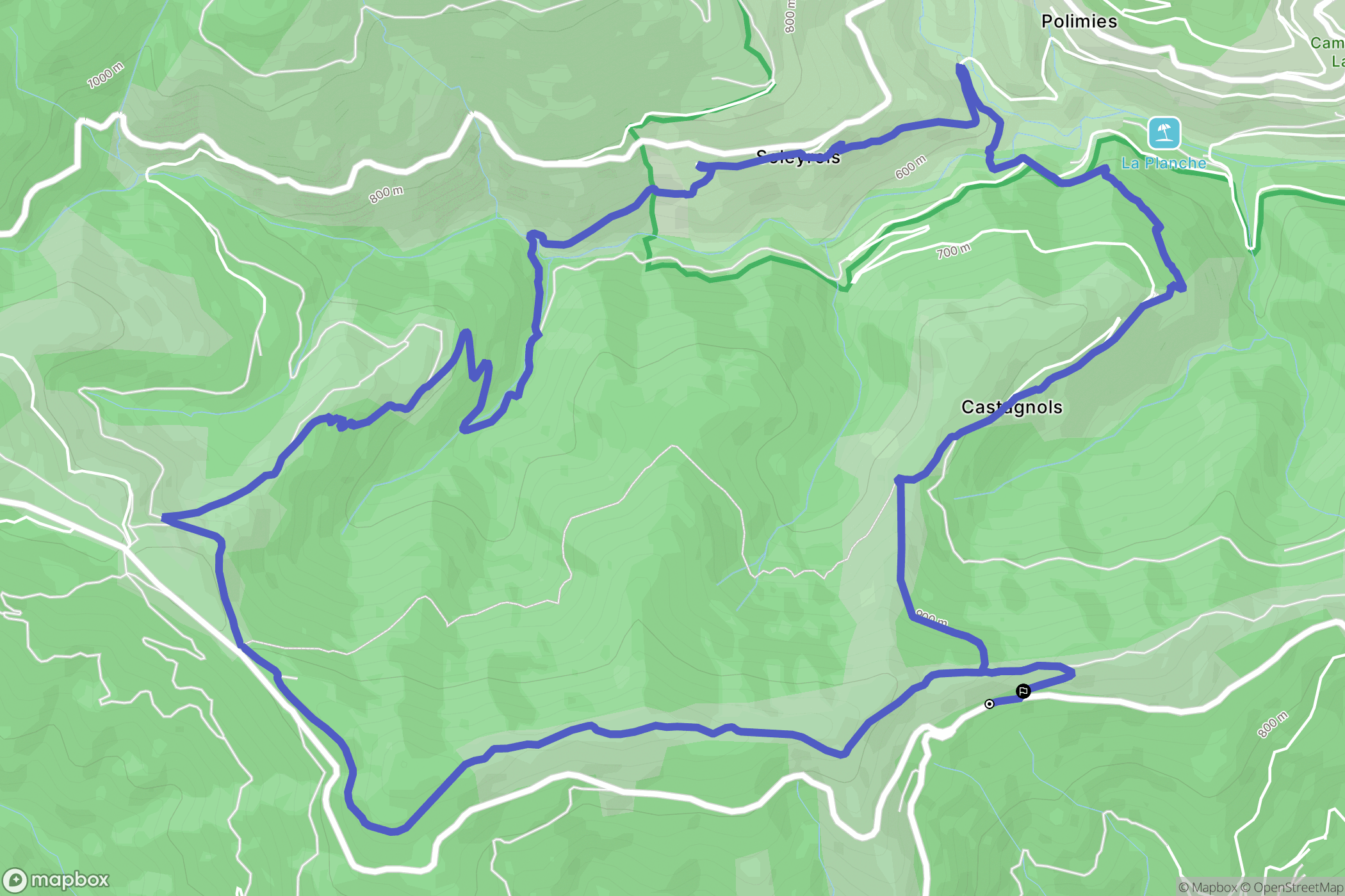 Ventalon en Cévennes : carte du parcours de randonnée - France