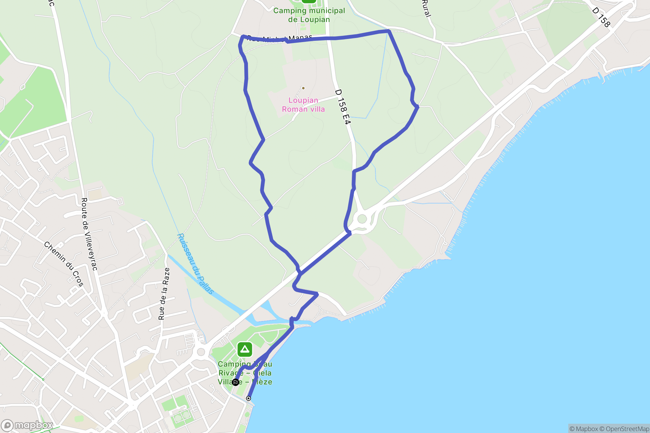 Mèze : carte du parcours de randonnée - France