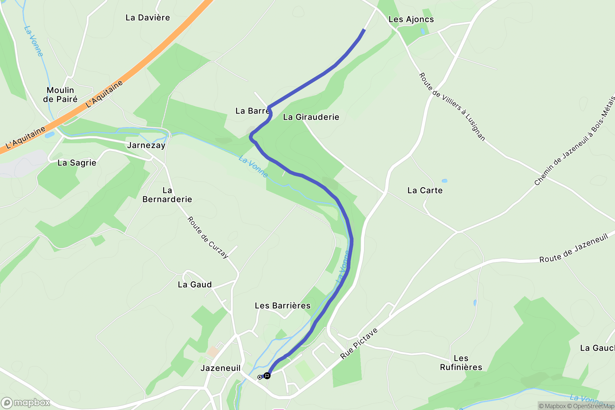 Jazeneuil : carte du parcours de randonnée - France