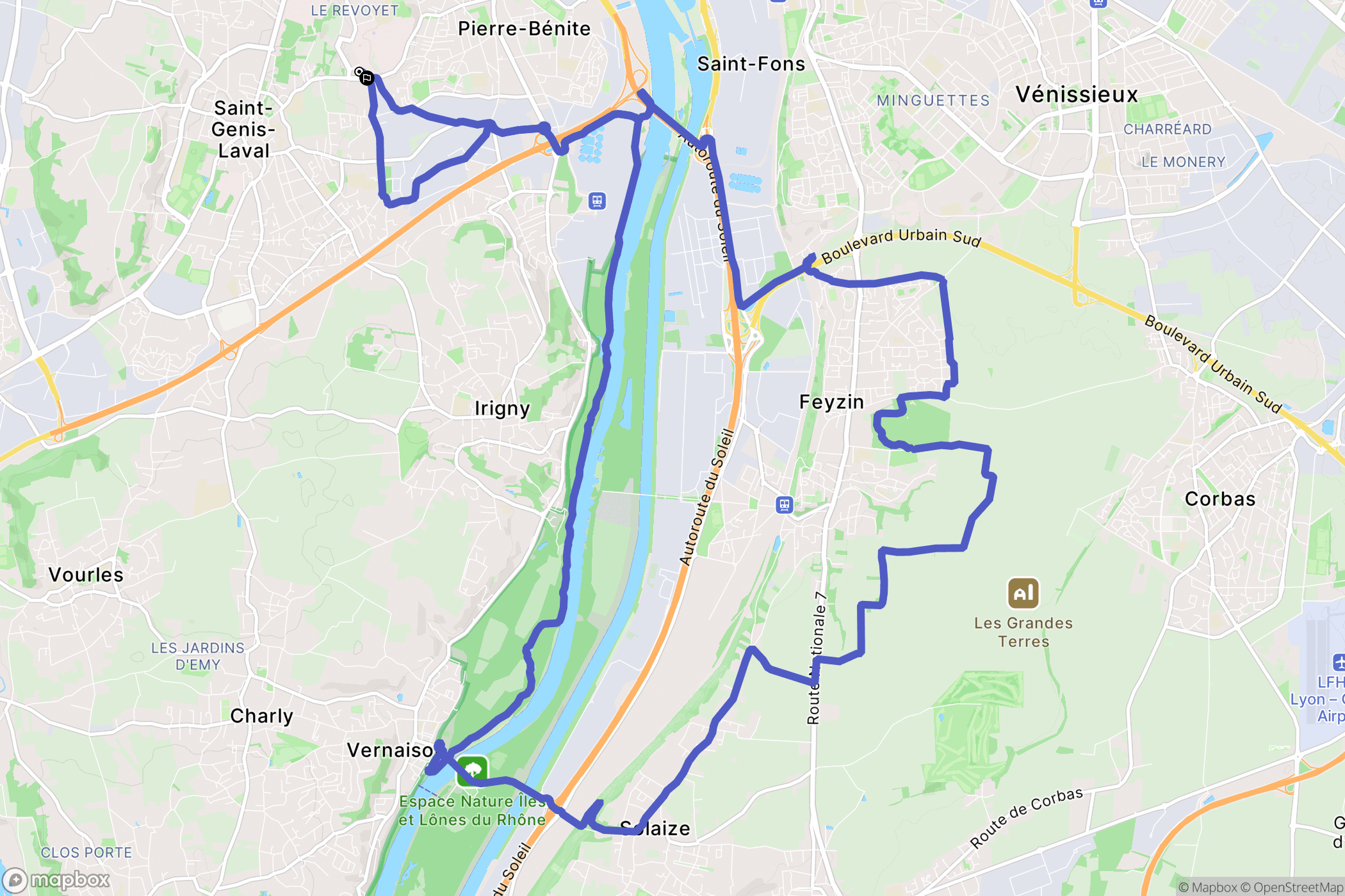 St-Genis-Laval : carte du parcours de randonnée - France