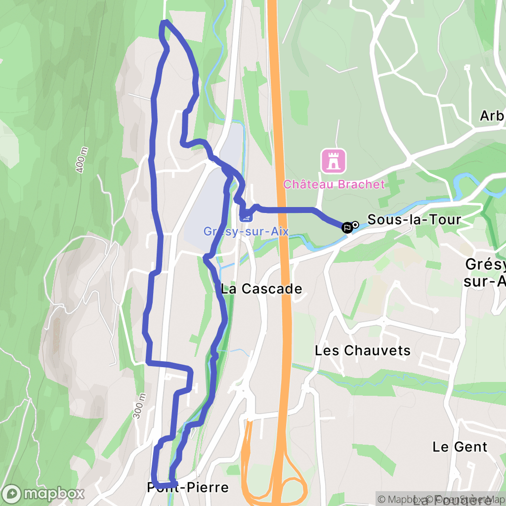Grésy-sur-Aix : carte du parcours de randonnée - France