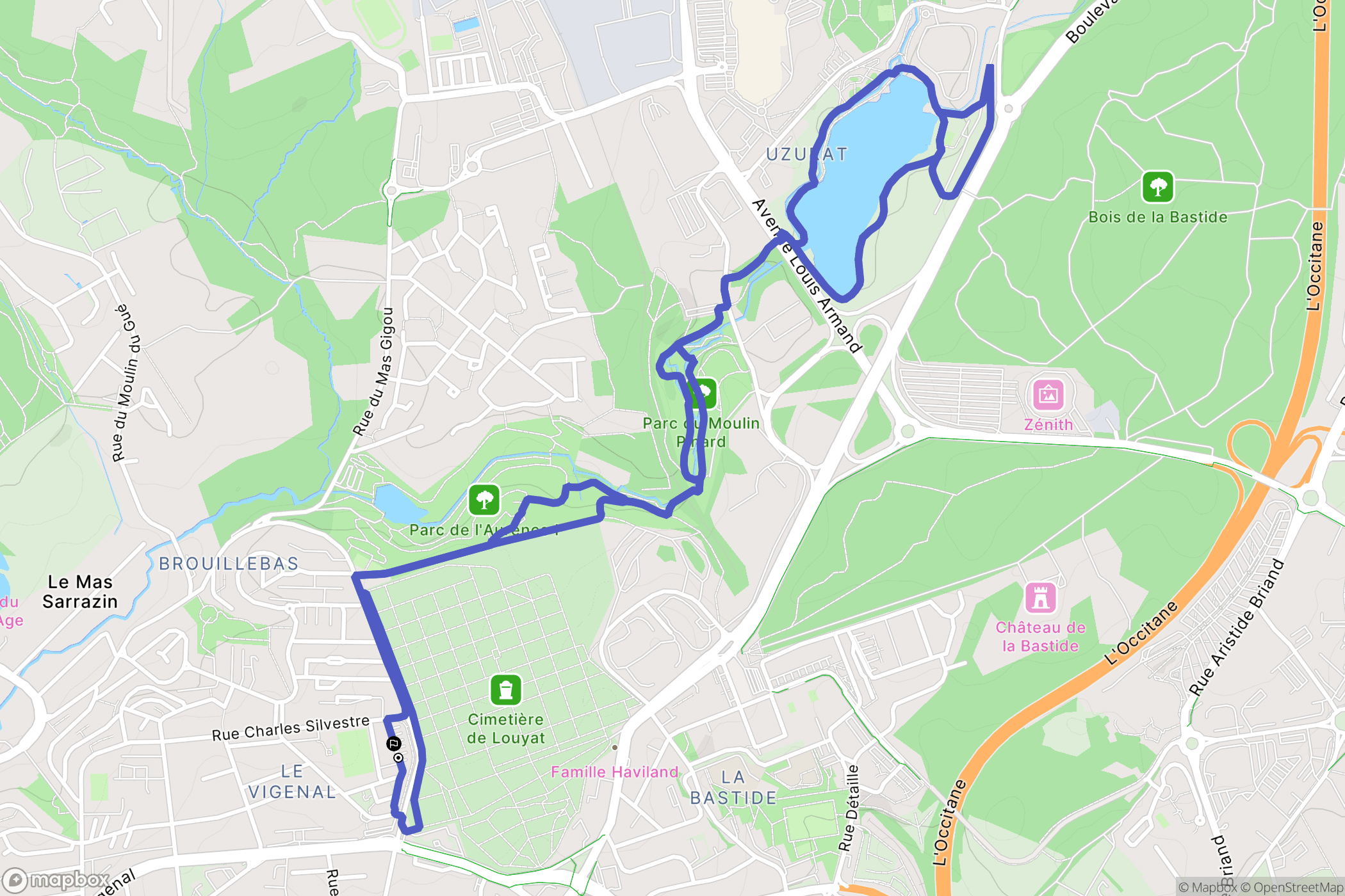Limoges : carte du parcours de randonnée - France