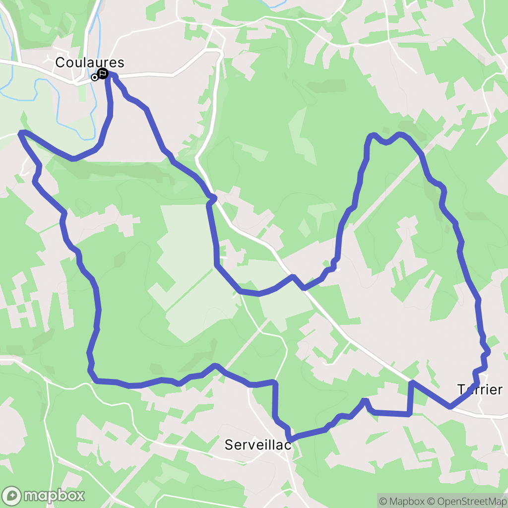 Coulaures : carte du parcours de randonnée - France