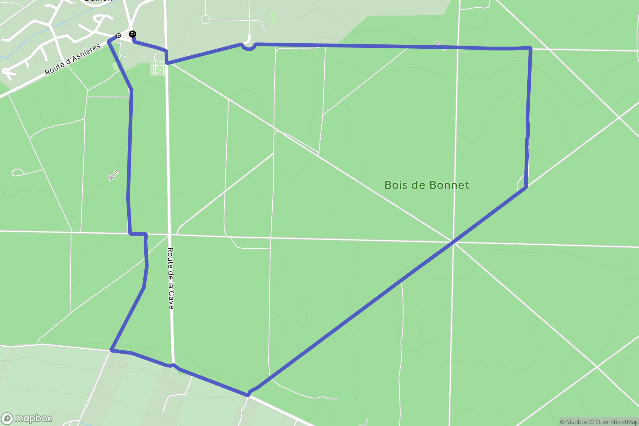 Asnières-sur-Oise : carte du parcours de randonnée - France