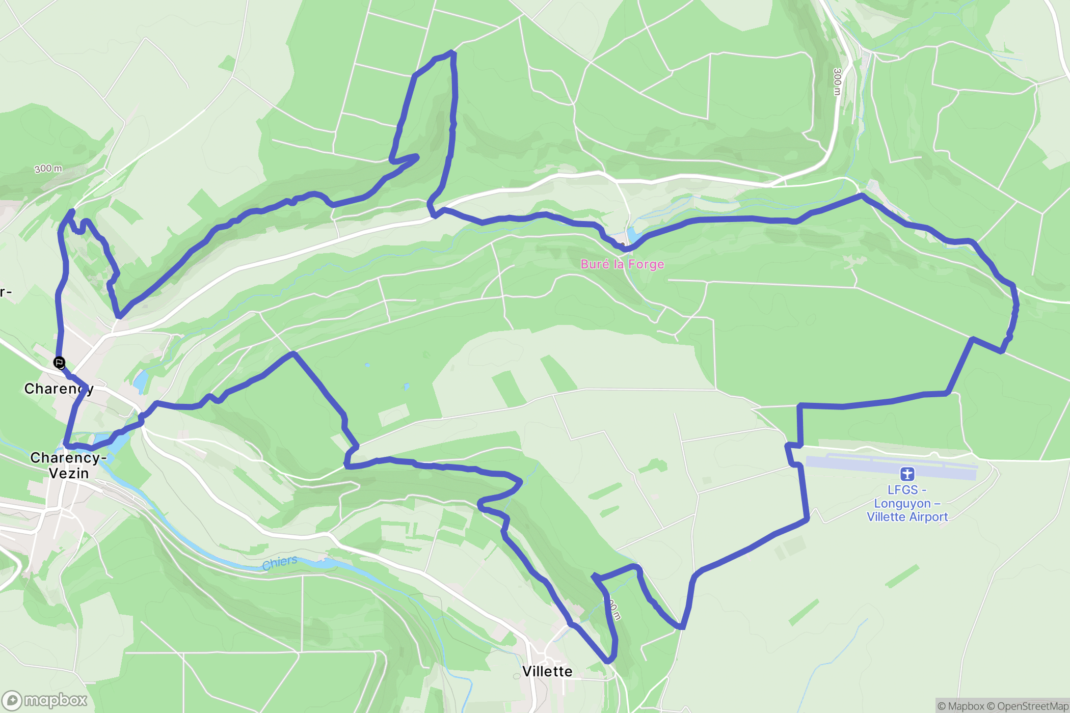 Charency-Vezin : carte du parcours de randonnée - France