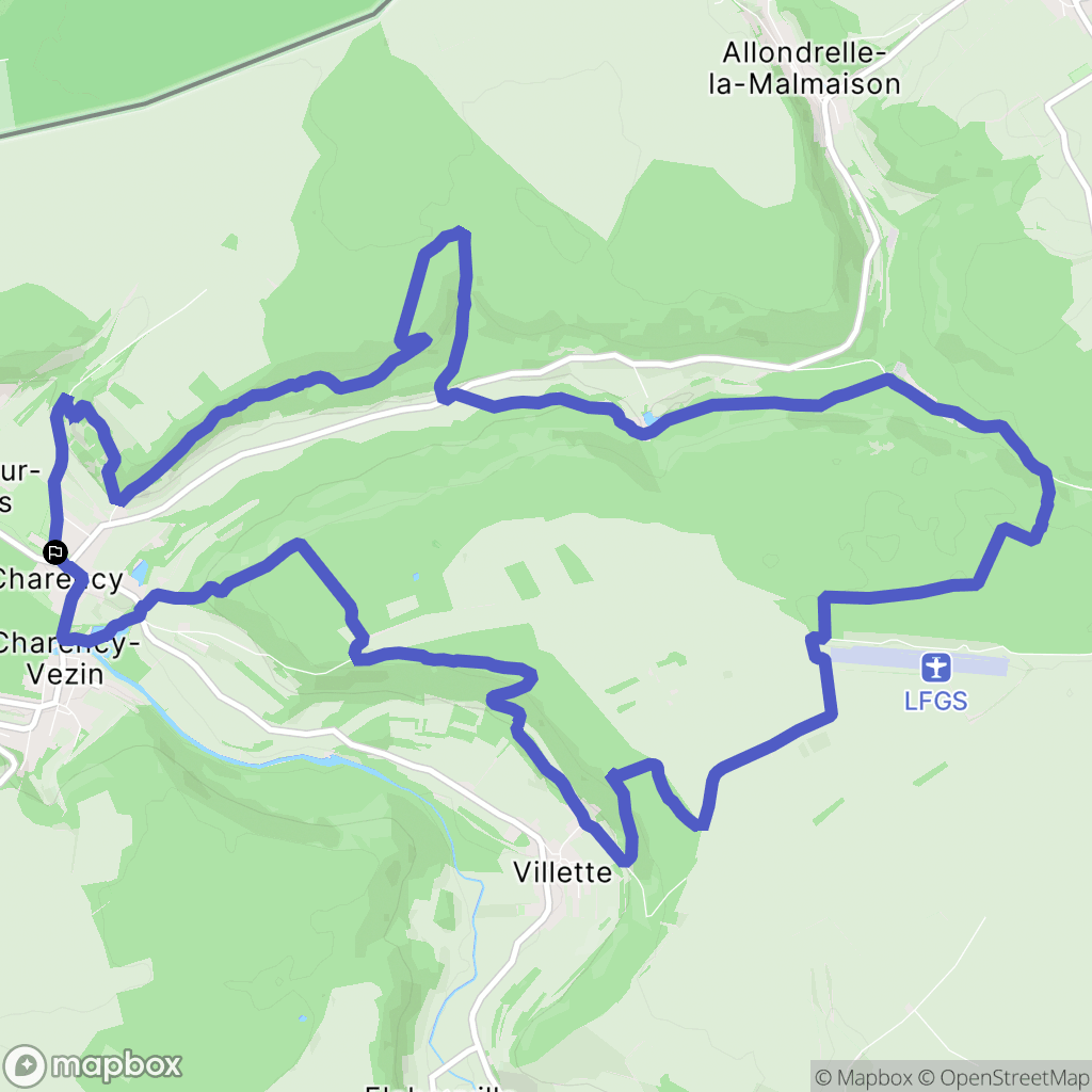 Charency-Vezin : carte du parcours de randonnée - France