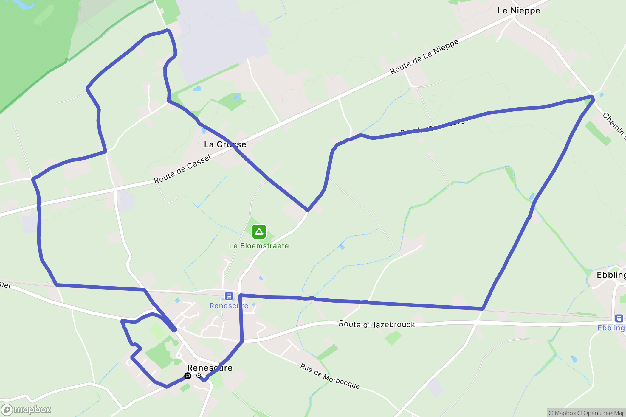 Renescure : carte du parcours de randonnée - France