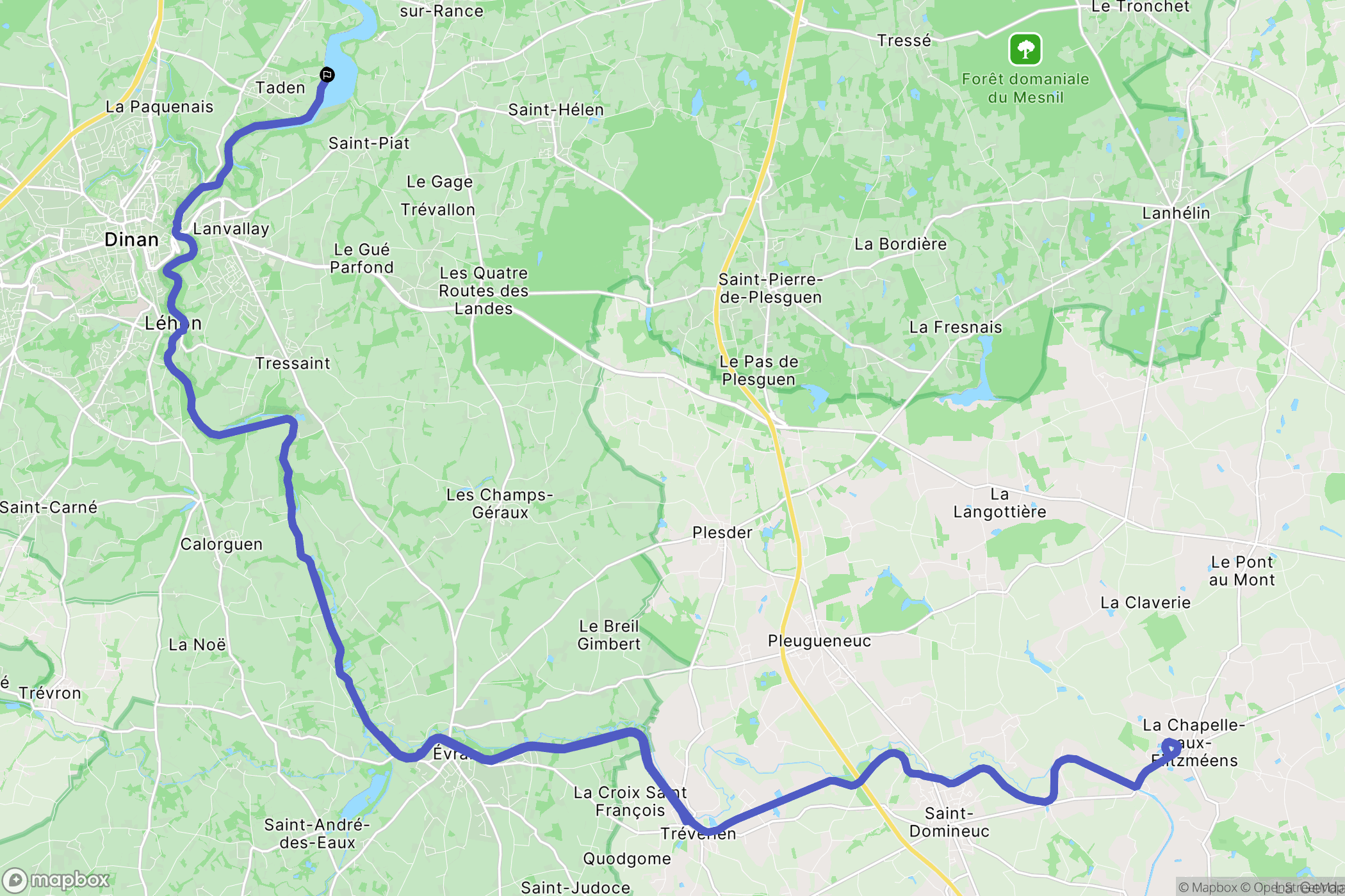 Taden : carte du parcours de randonnée - France