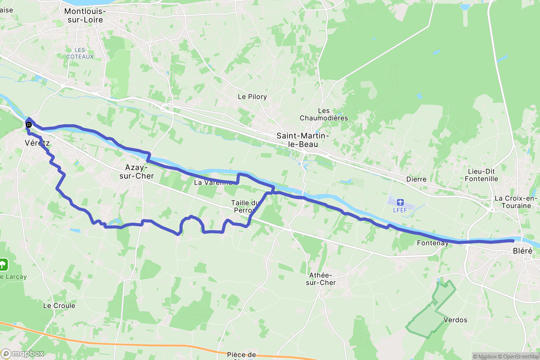 Véretz : carte du parcours de randonnée - France