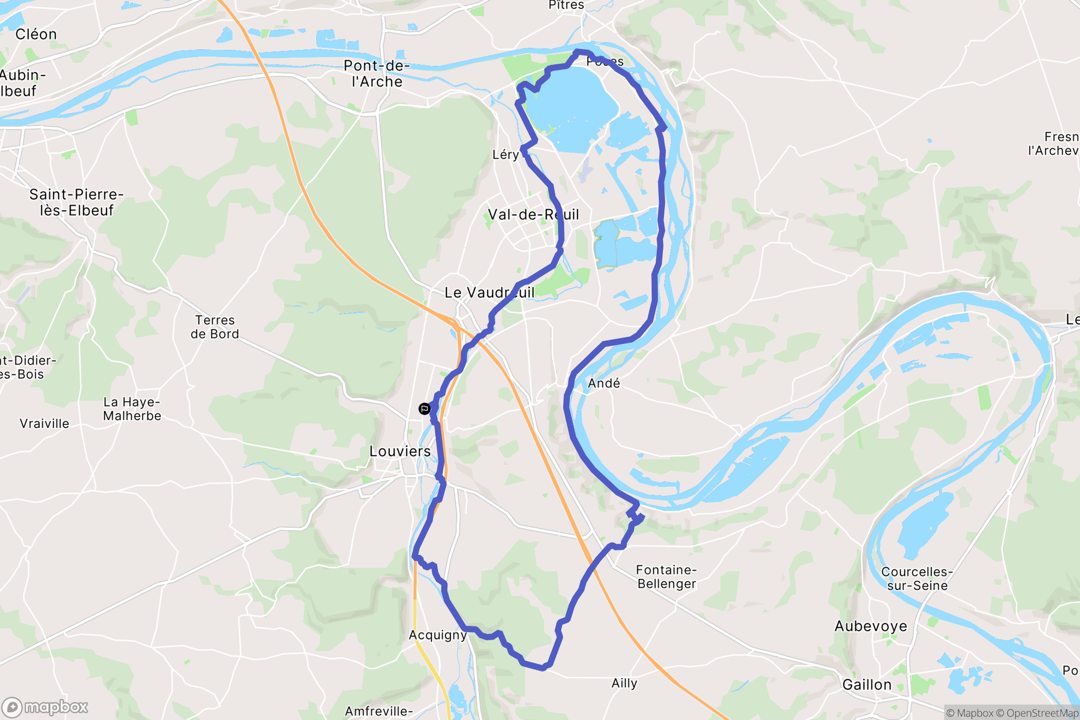 Louviers : carte du parcours de randonnée - France