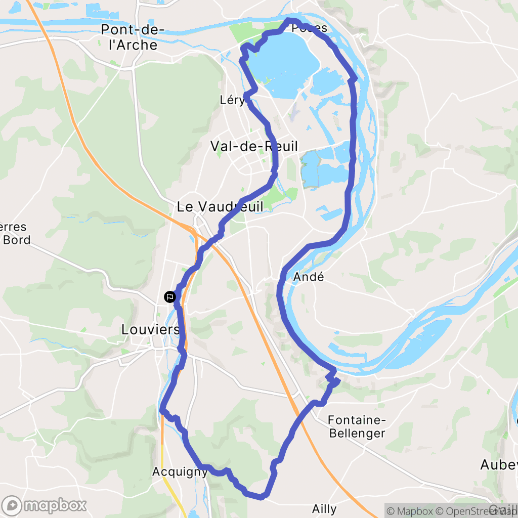 Louviers : carte du parcours de randonnée - France