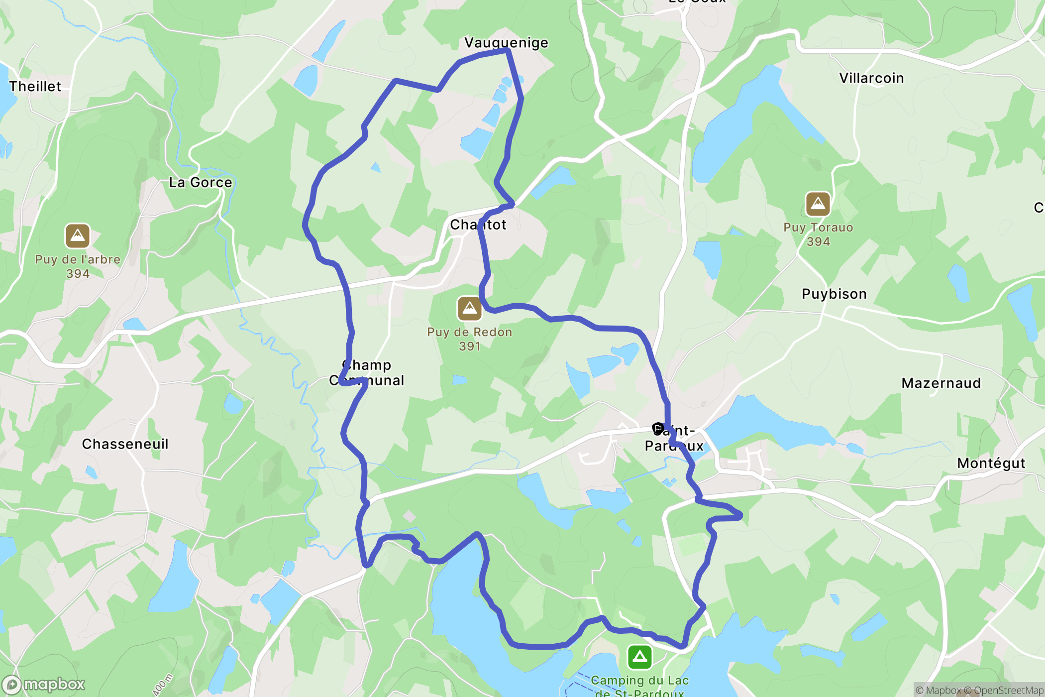 Saint-Pardoux-le-Lac : carte du parcours de randonnée - France