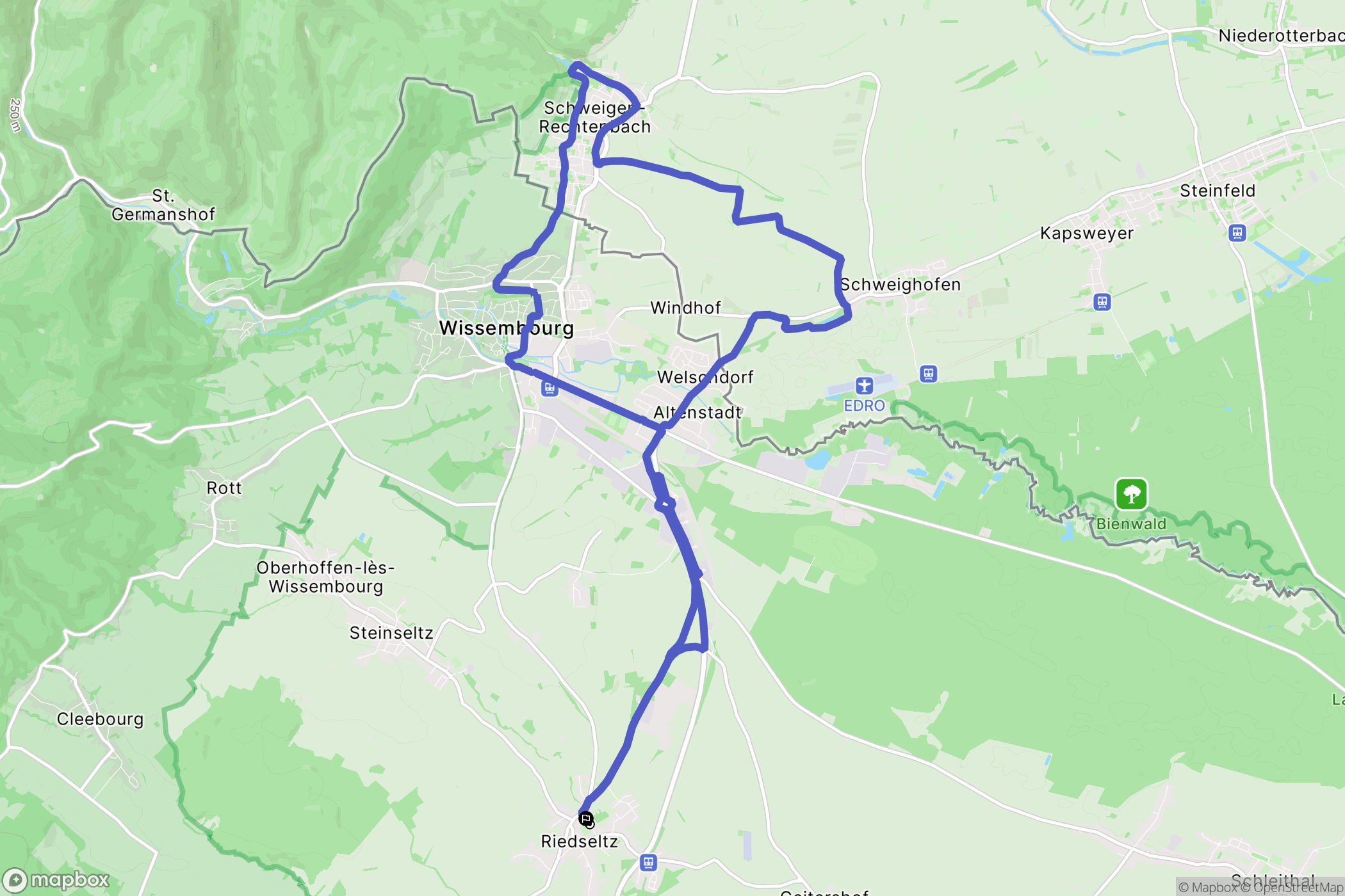Riedseltz : carte du parcours de randonnée - France