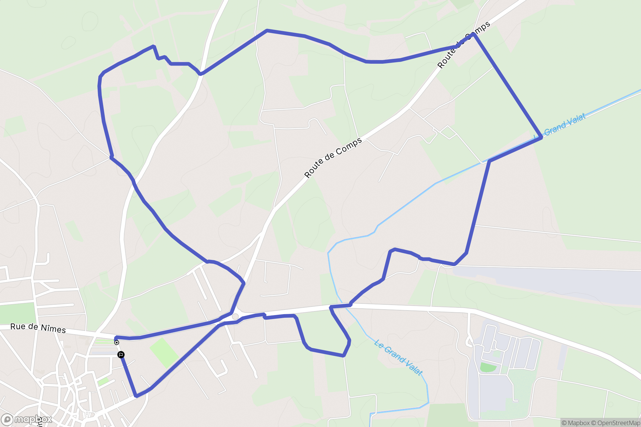 Jonquières-Saint-Vincent : carte du parcours de randonnée - France