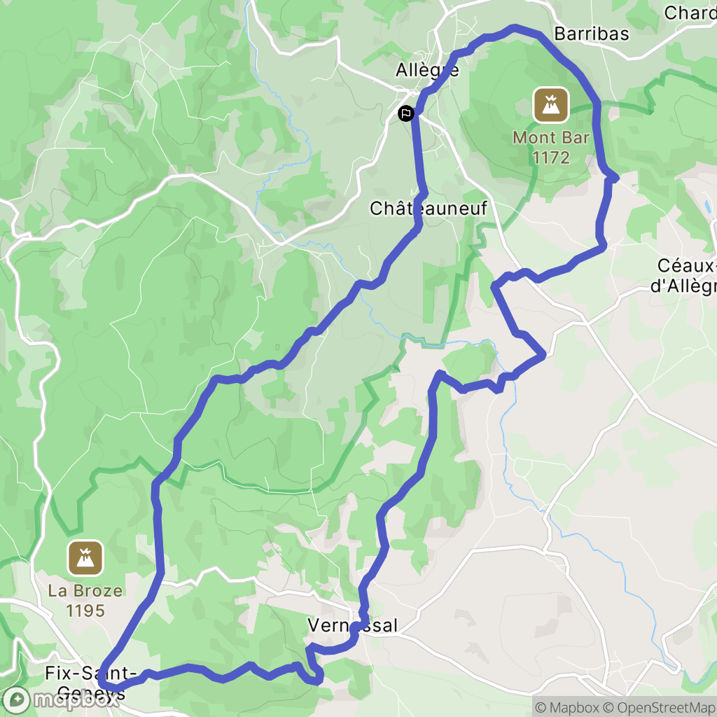 Allègre : carte du parcours de randonnée - France