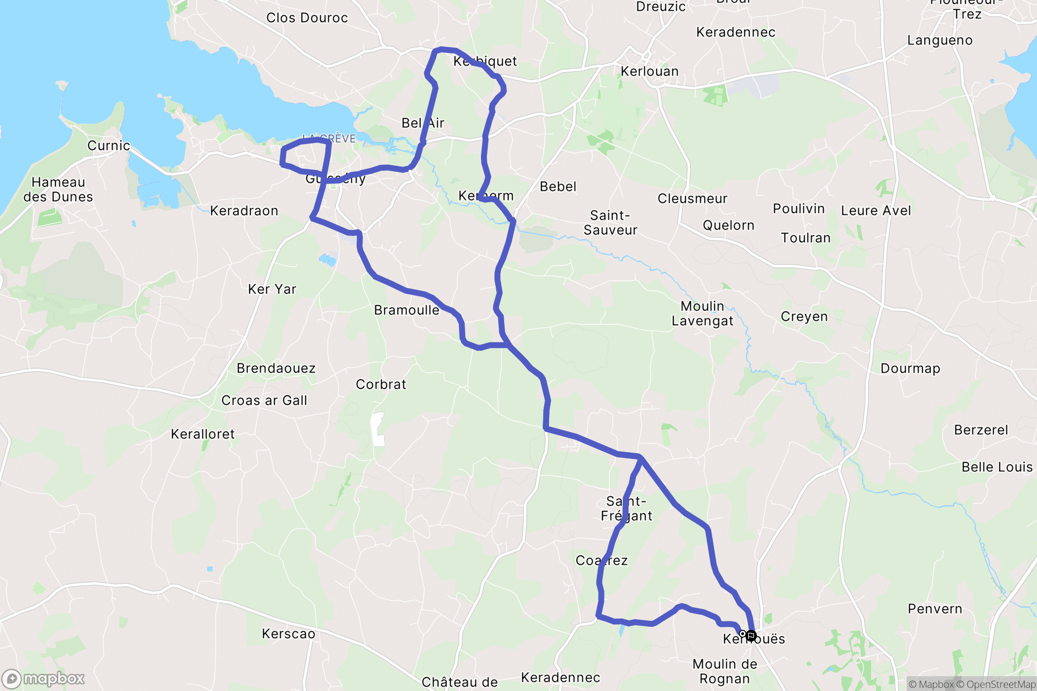 Kernouës : carte du parcours de randonnée - France
