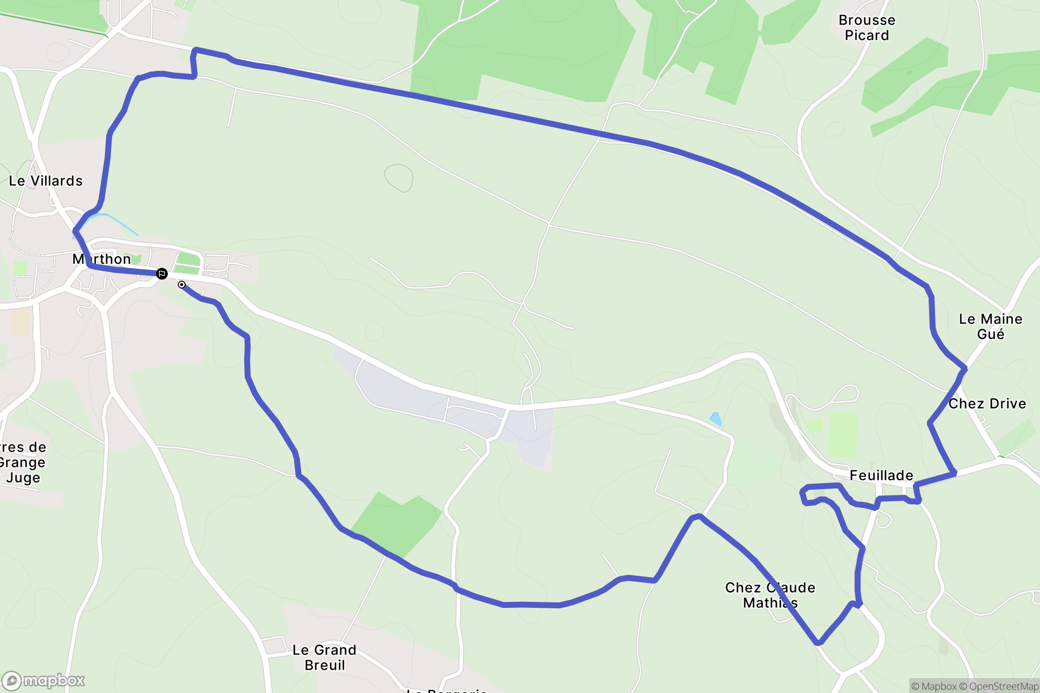 Marthon : carte du parcours de randonnée - France
