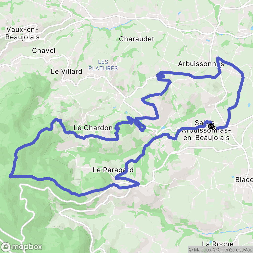 Salles-Arbuissonnas-en-Beaujolais : carte du parcours de randonnée - France