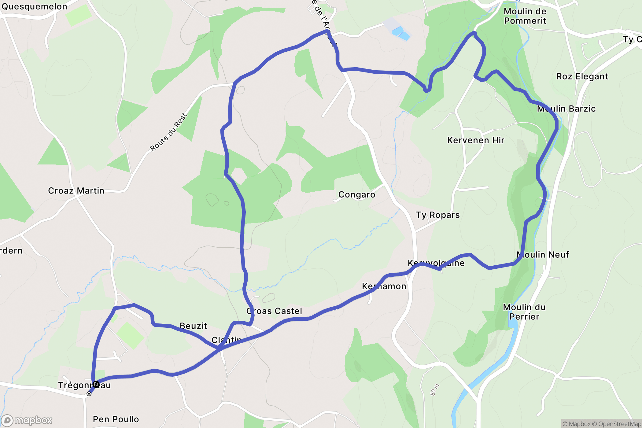 Trégonneau : carte du parcours de randonnée - France