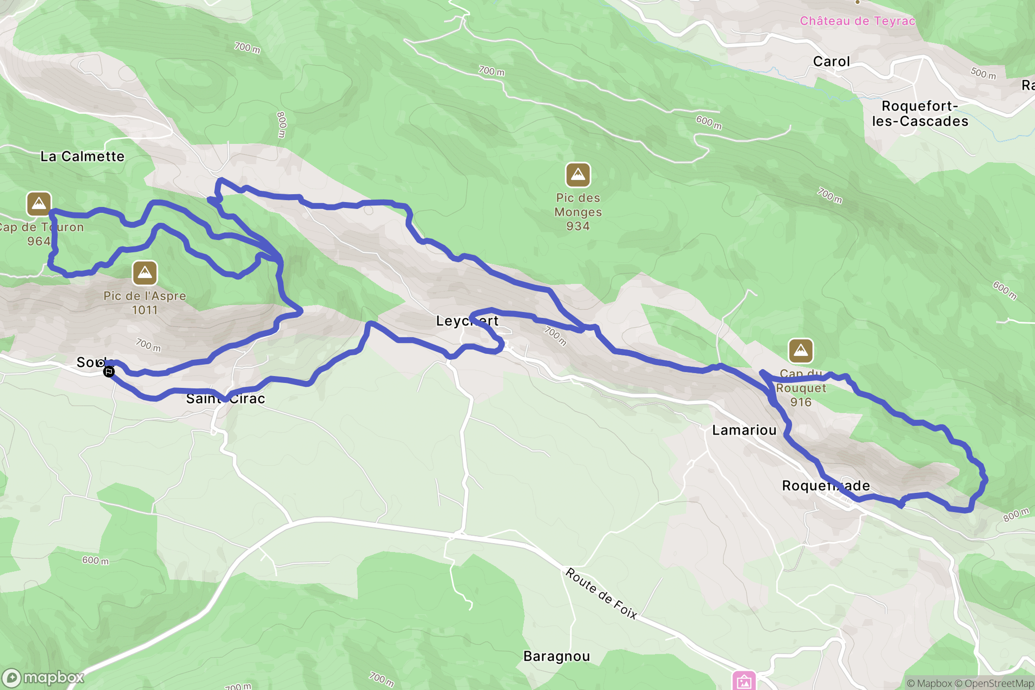 Soula : carte du parcours de randonnée - France
