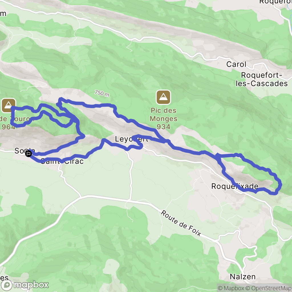Soula : carte du parcours de randonnée - France