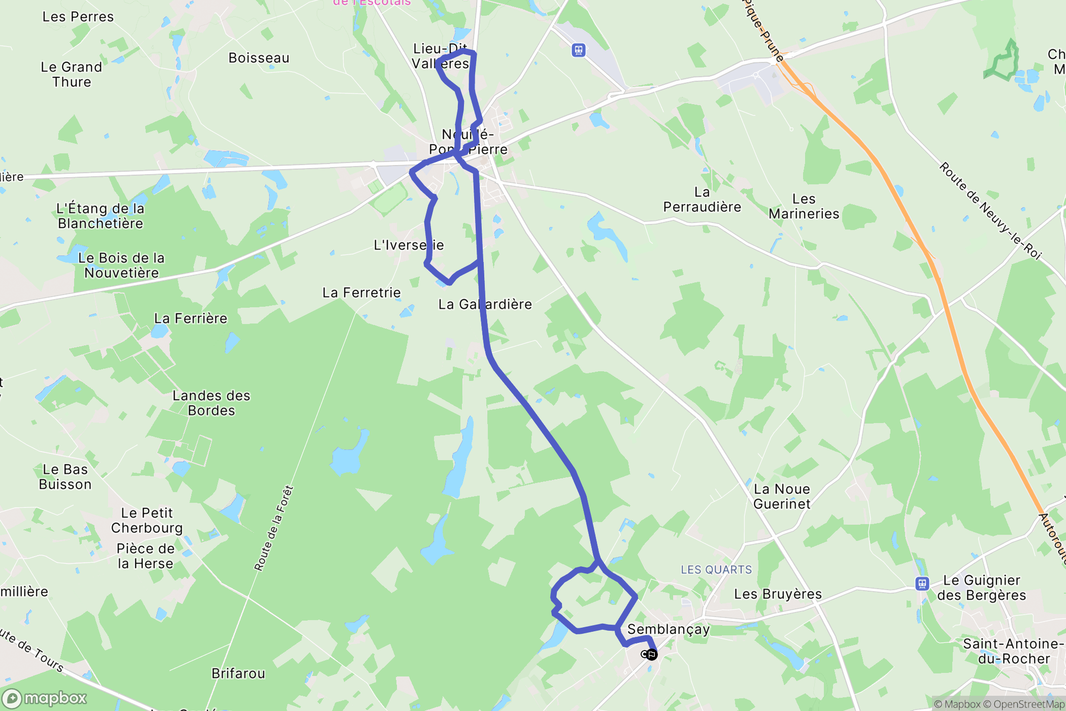 Semblançay : carte du parcours de randonnée - France