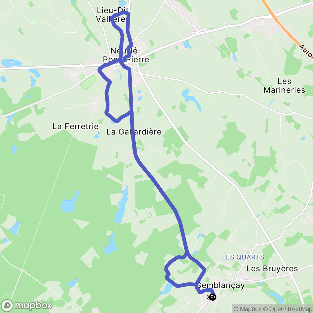 Semblançay : carte du parcours de randonnée - France