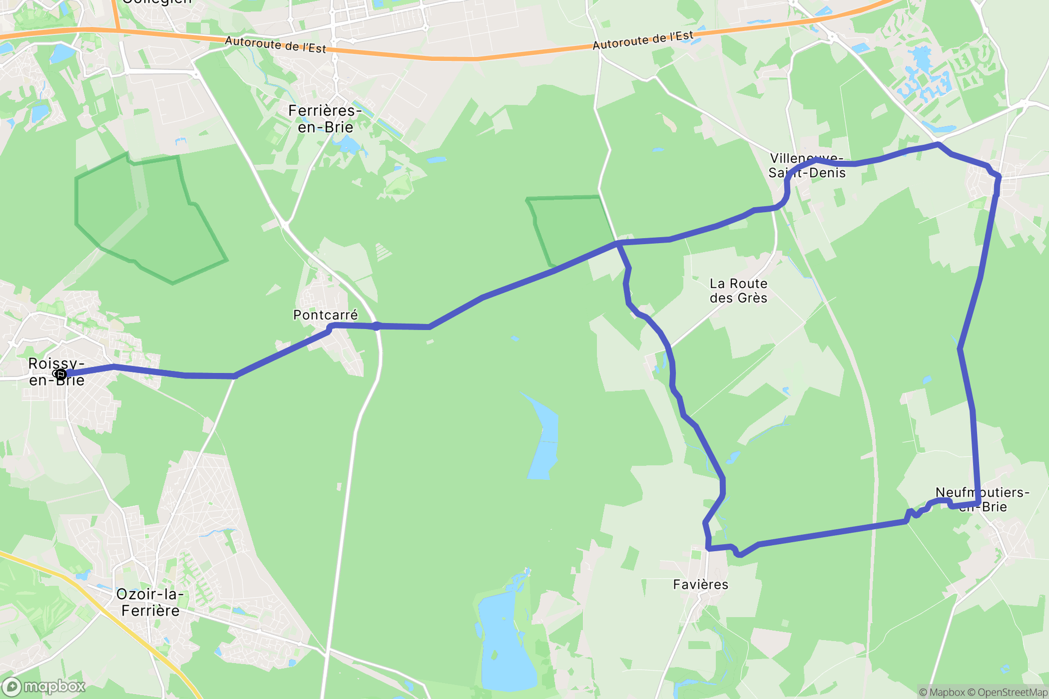 Roissy-en-Brie : carte du parcours de randonnée - France