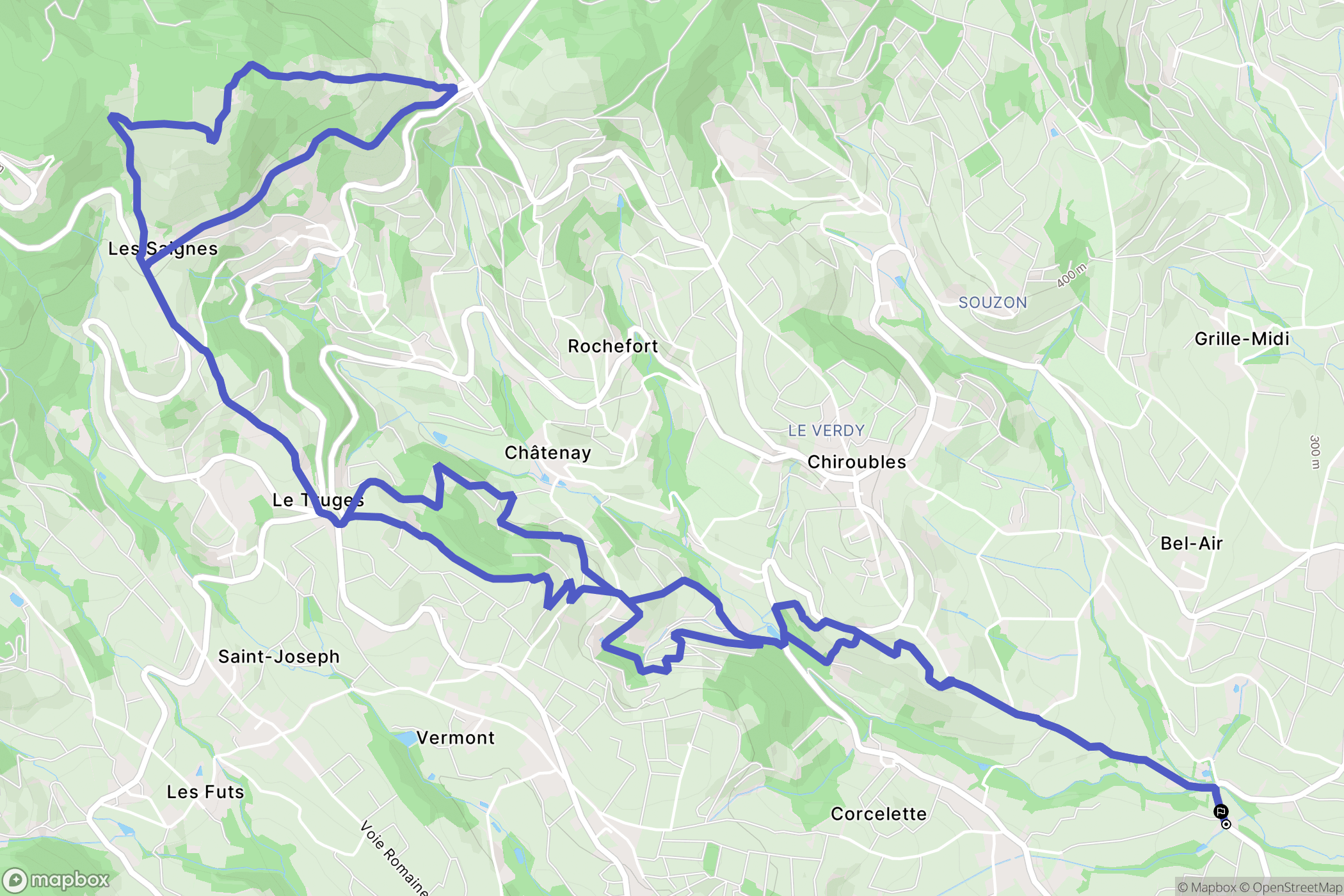 Villié-Morgon : carte du parcours de randonnée - France
