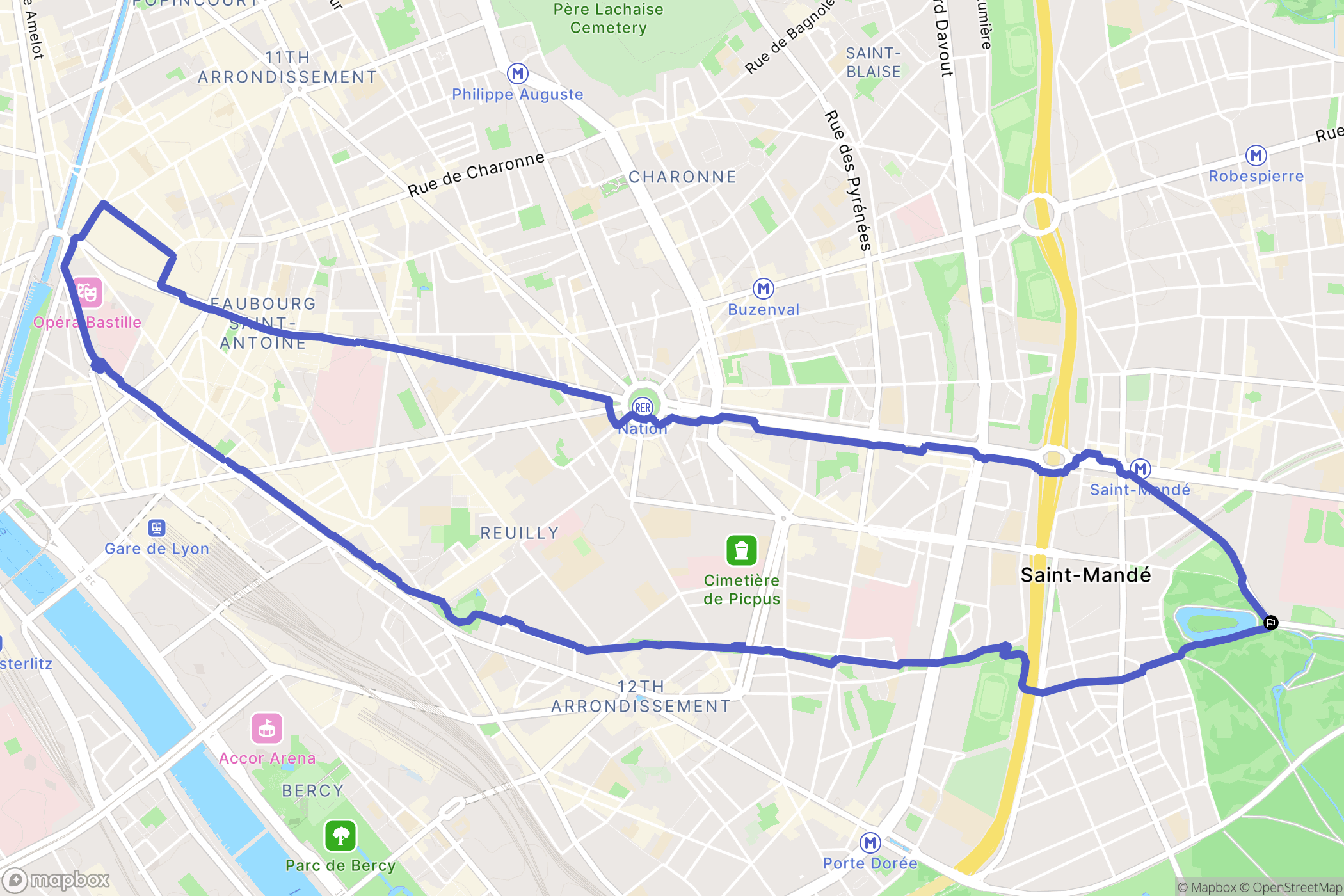 Saint-Mandé : carte du parcours de randonnée - France