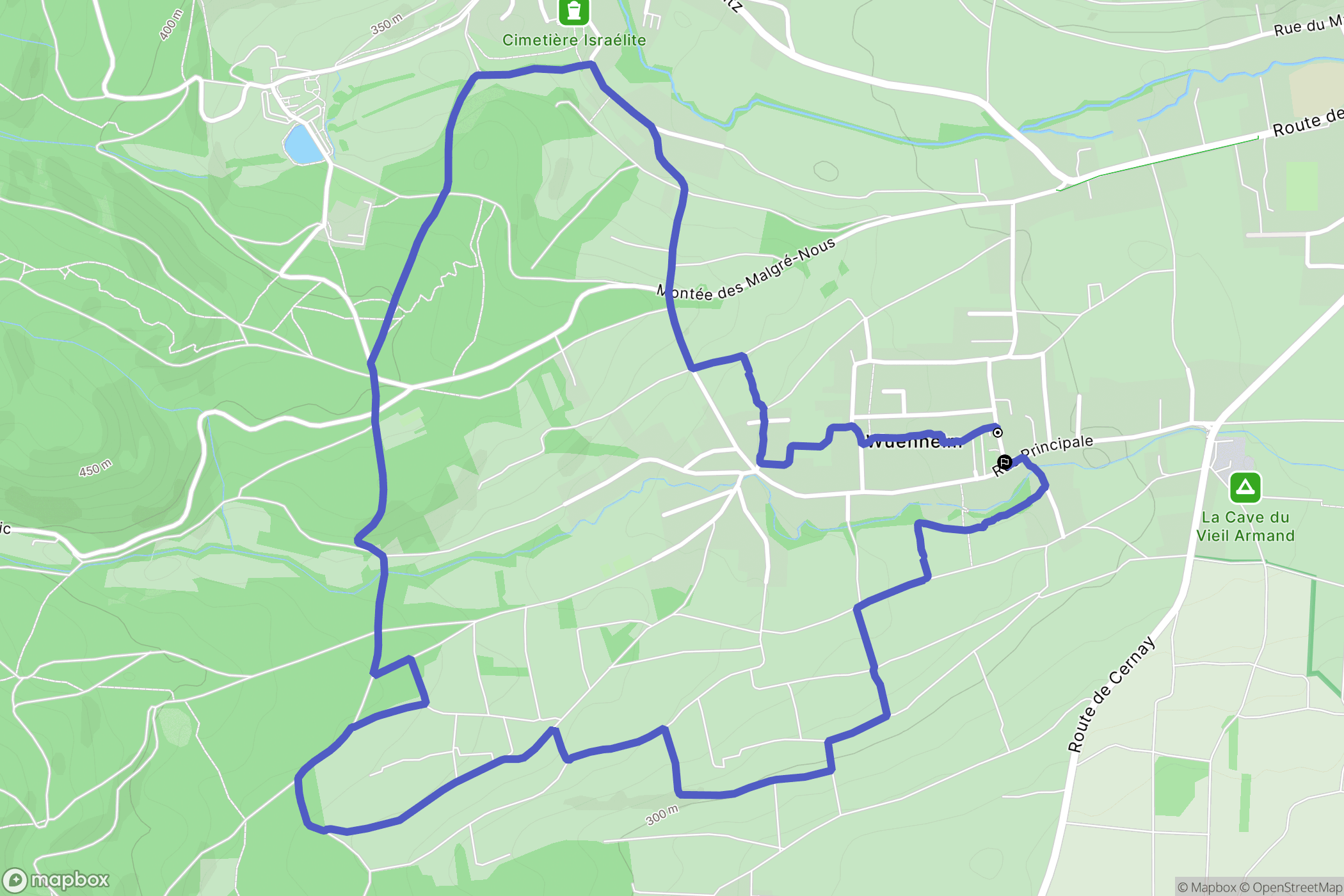 Wuenheim : carte du parcours de randonnée - France