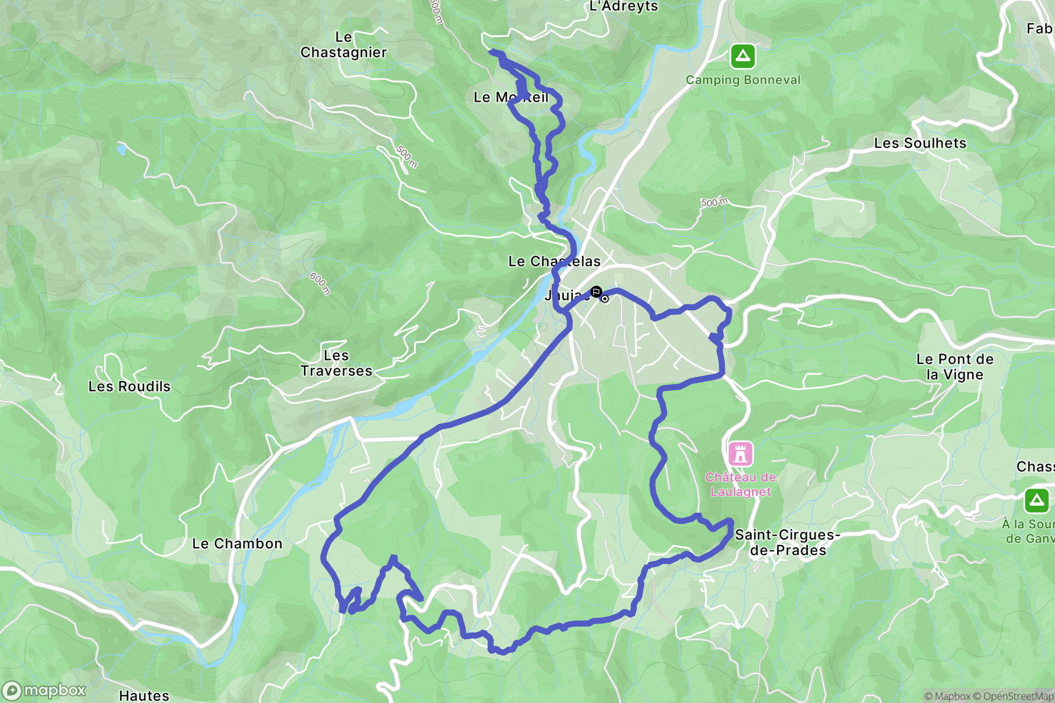 Jaujac : carte du parcours de randonnée - France