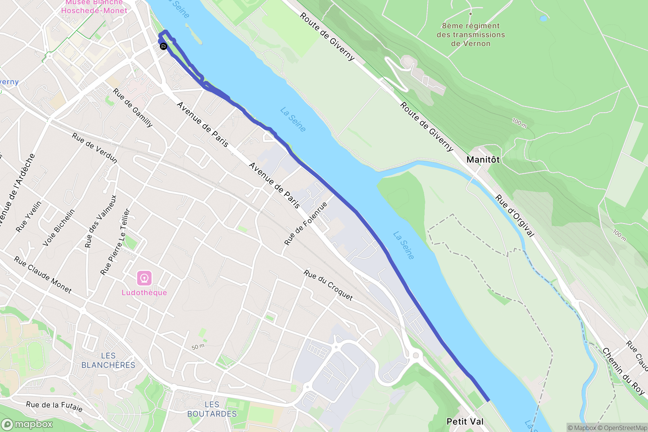 Vernon : carte du parcours de randonnée - France