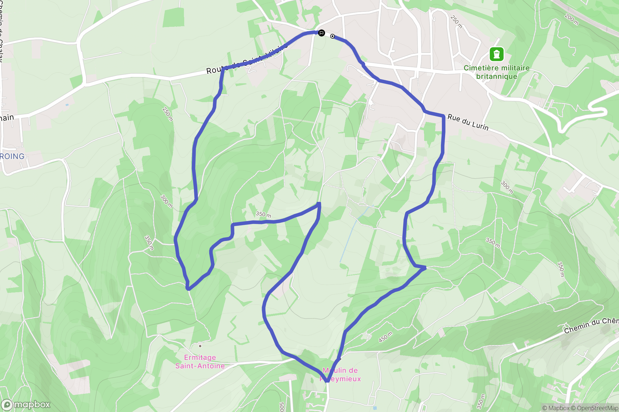 Saint-Germain-au-Mont-d'Or : carte du parcours de randonnée - France