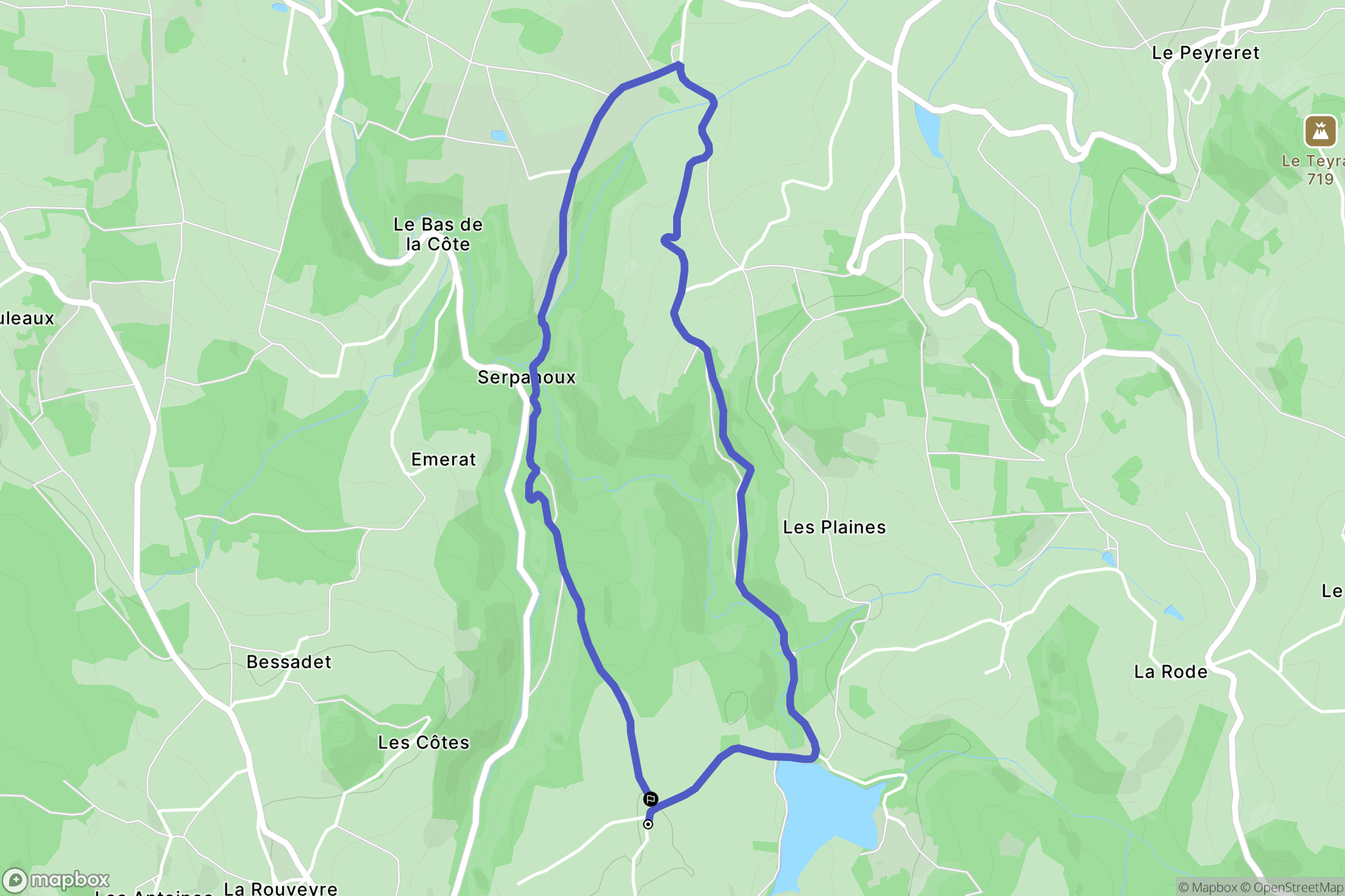 Isserteaux : carte du parcours de randonnée - France