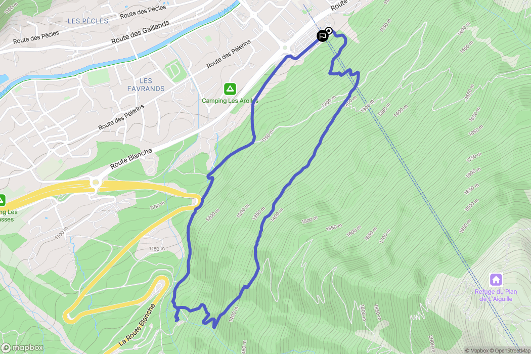 Chamonix-Mont-Blanc : carte du parcours de randonnée - France